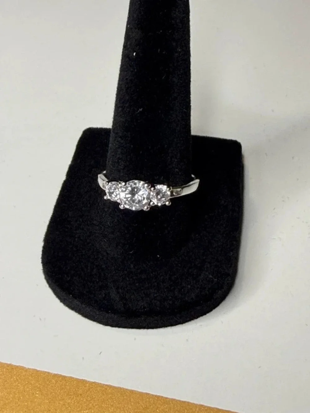 Sterling Silver 3-Stone CZ Past Present Future Ring Size 7.5